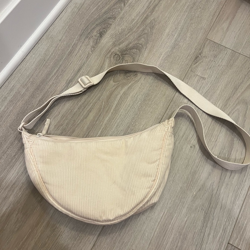 Uniqlo White Corduroy Crossbody Shoulder Bag